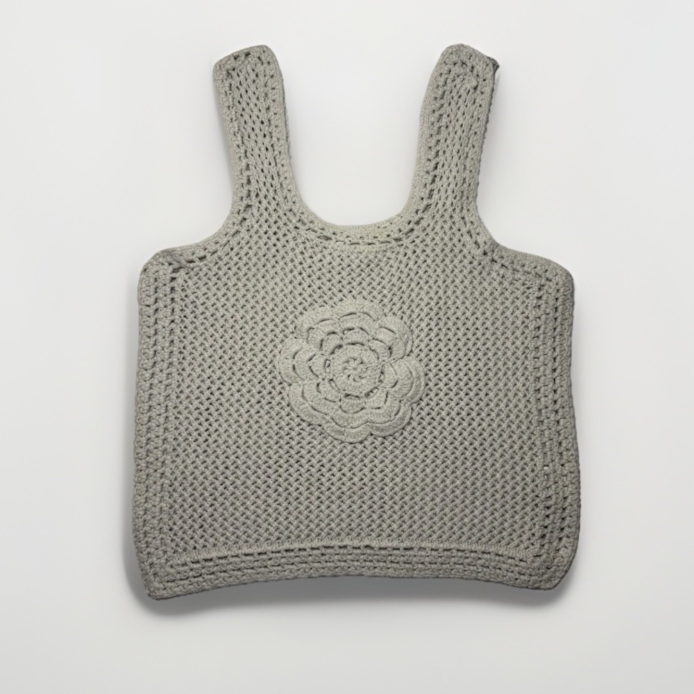Crochet Crop‎ Tank Top Boho Festival Jessica Simpson Hippie Tan Women’s Size S
